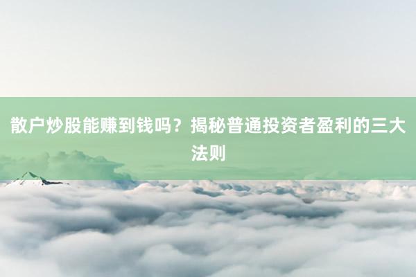 散户炒股能赚到钱吗？揭秘普通投资者盈利的三大法则