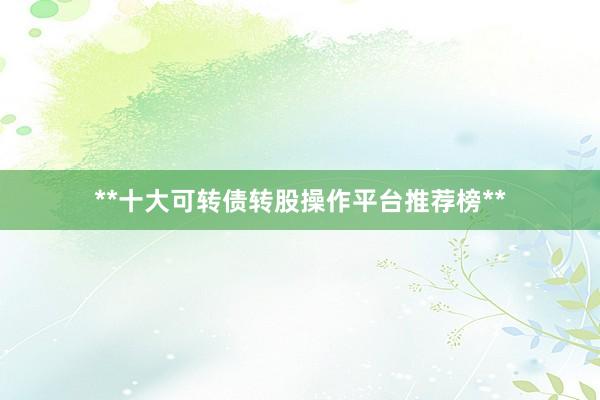 **十大可转债转股操作平台推荐榜**