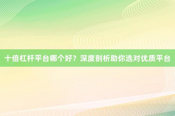 十倍杠杆平台哪个好？深度剖析助你选对优质平台