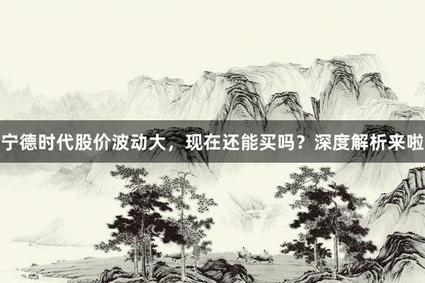 宁德时代股价波动大，现在还能买吗？深度解析来啦