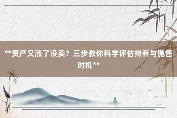 **资产又涨了没卖？三步教你科学评估持有与抛售时机**