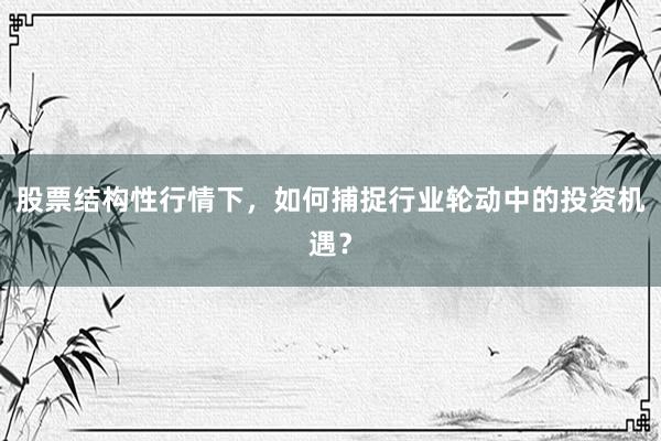 股票结构性行情下，如何捕捉行业轮动中的投资机遇？