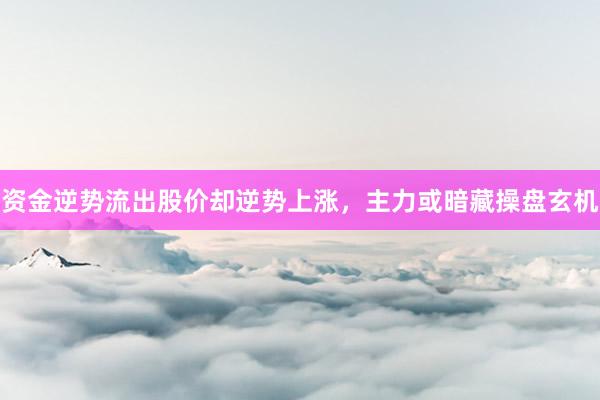 资金逆势流出股价却逆势上涨，主力或暗藏操盘玄机