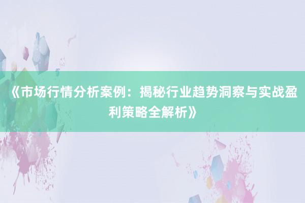 《市场行情分析案例：揭秘行业趋势洞察与实战盈利策略全解析》